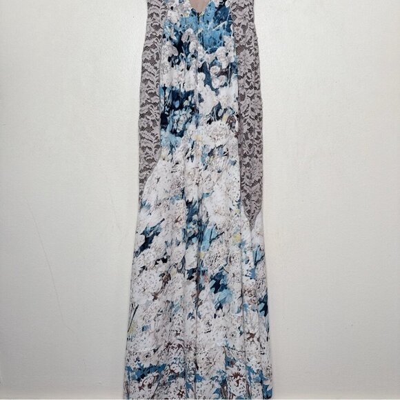 BCBGMAXAZRIA Womens 6 Tahiti Blue Combo Provence Sleeveless Open-Back Gown Maxi - Picture 14 of 15